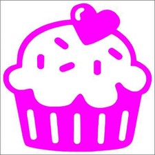 Cupcake Heart Vinyl Decal / Sticker 2(TWO) Pack