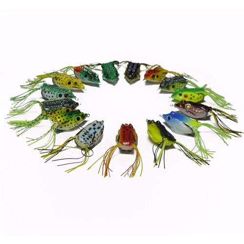 200 piezas señuelos de pesca de rana de goma cebo de manivela aparejo 5,5 cm/2,2"" con caja de venta al por menor - Imagen 2 de 11