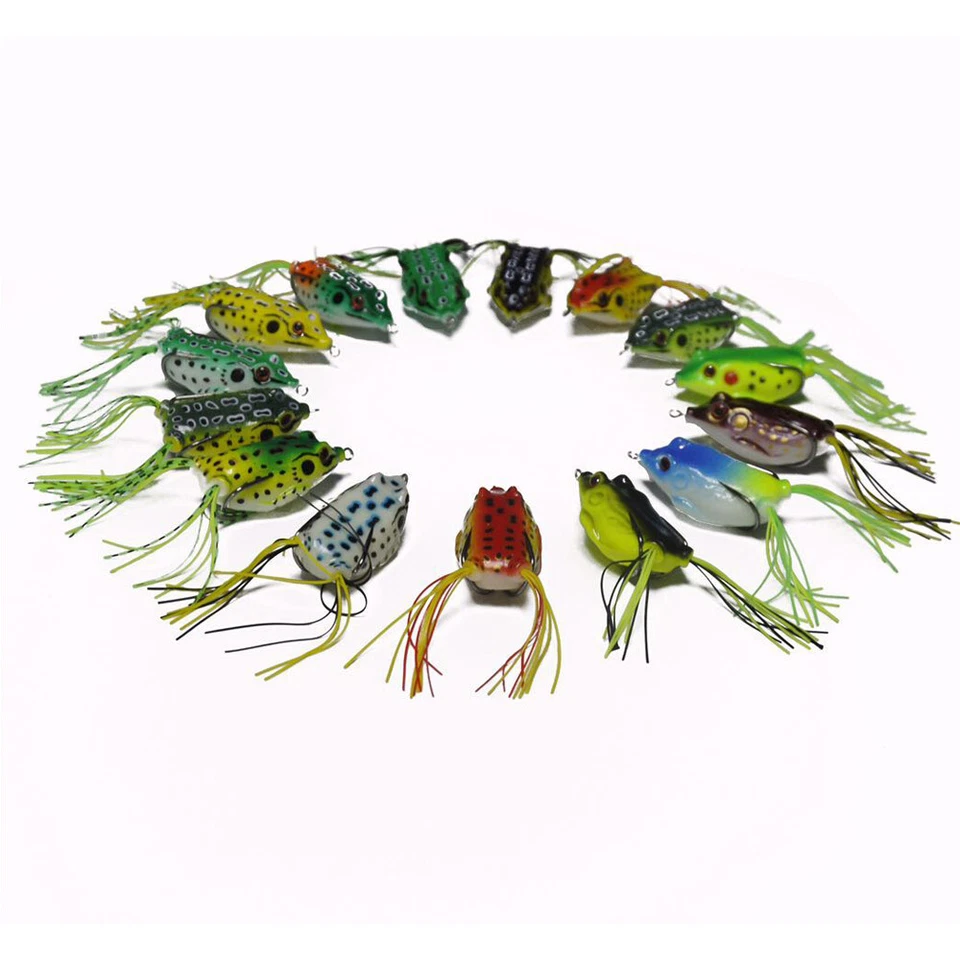 200 piezas señuelos de pesca de rana de goma aparejos de cebo de manivela 5,5 cm/2,2"" con caja al por menor Foto 2 de 4