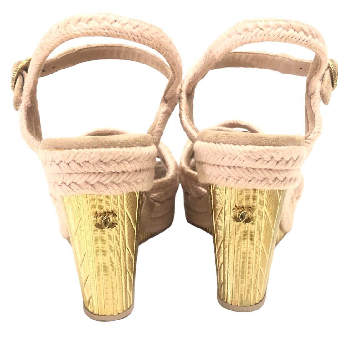 CHANEL Wedge Sole COCO MARK Sandals Mules Pumps Shoes Women EU 36