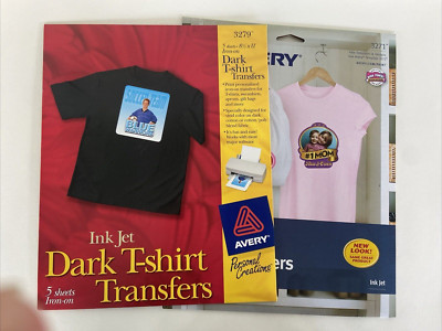 Avery Ink Jet T-shirt Iron On Fabric Transfers 8.5" x 11" 3279 Dark ...