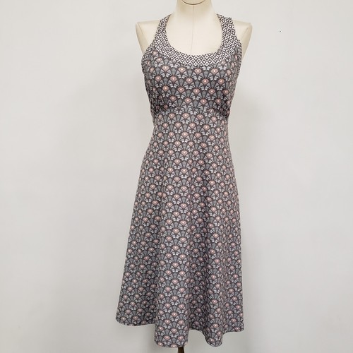 Prana Damen sportliches Print Babydoll Kleid Gr. M Racerback Stretch Tennis Preppy