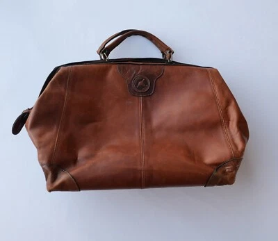 ancien sac de voyage sport en cuir marron veritable Nectario Pelle vintage 1950 - Photo 1/4