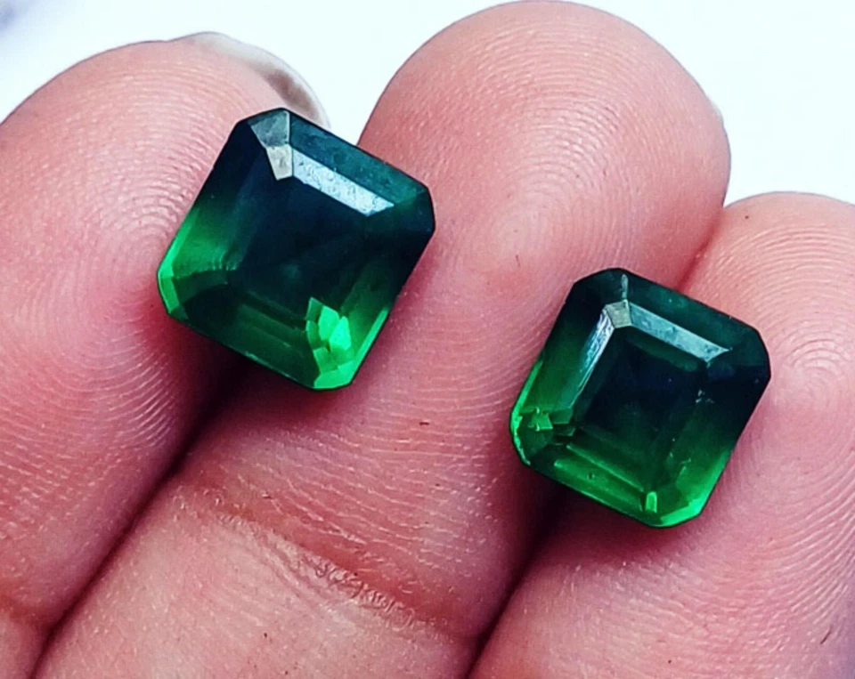 Par de piedras preciosas sueltas granate verde forma cuadrada 8,20 quilates con regalo gratis Foto 3 de 4