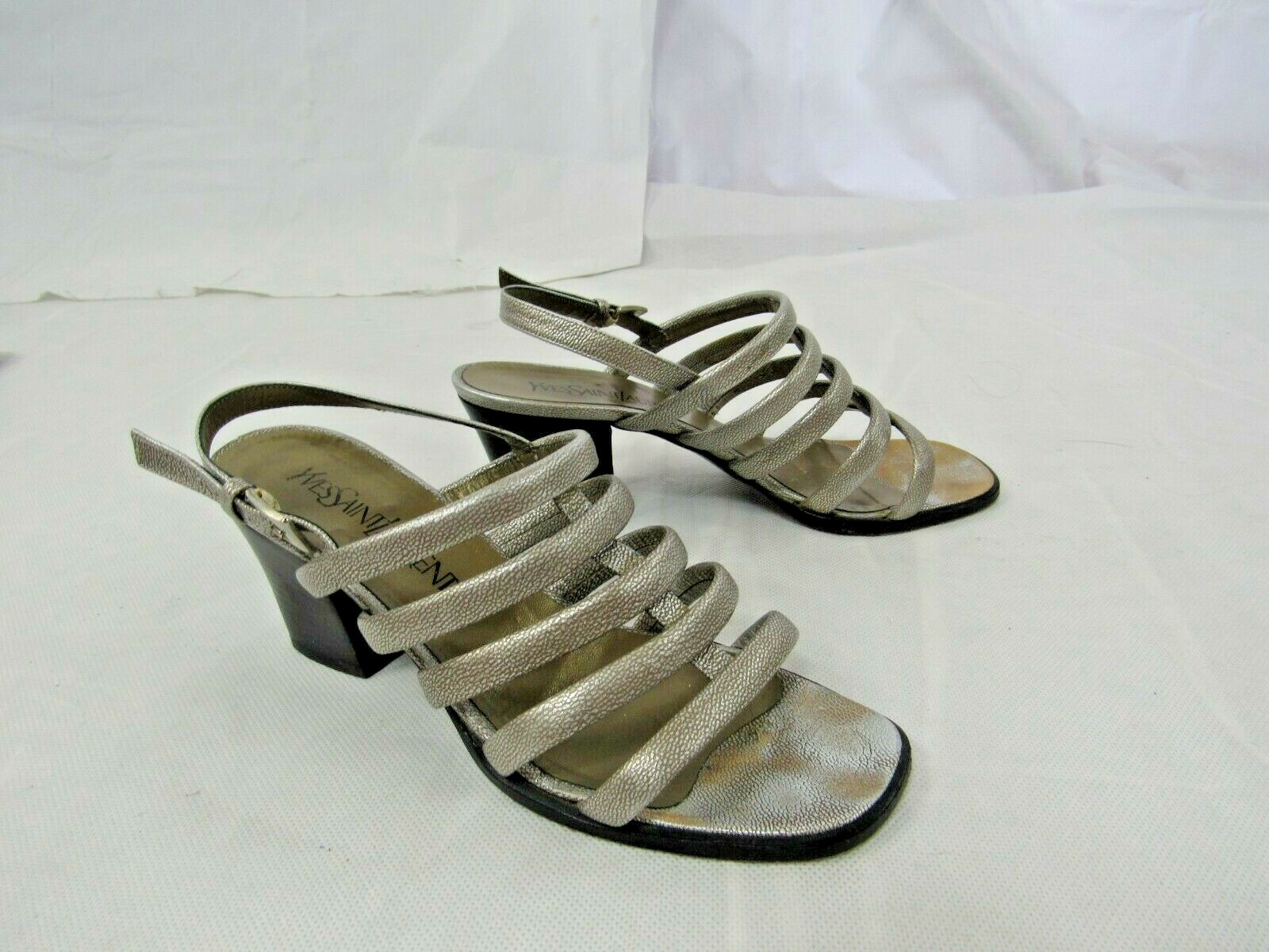 Sandalo YSL Yves Saint Laurent tacco a blocco argento taglia 7M