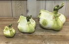 Set of 3 Hull Green Ceramic Duck Swan Mother #80 Baby Planter Ashtray Dish MCM