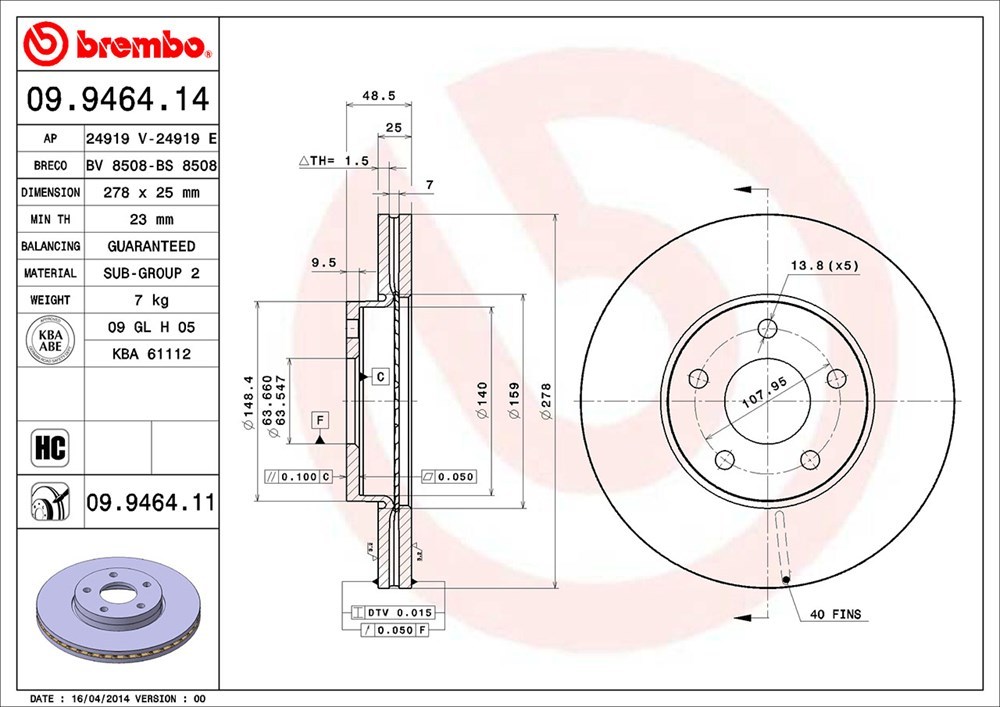 BREMBO Bremsensatz Vorne Für Ford Focus & C-MAX - 278mm Bremsscheiben + Beläge