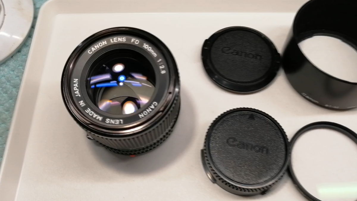 CANON NEW FD 100mm f/2.8 MF NFD Lens w/Hood [Near Mint,Tested