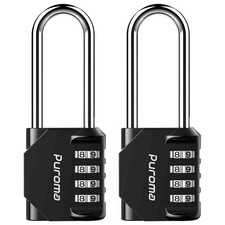 Waterproof 4 Digit Outdoor Combination Lock 2.6 Inch Shackle Black 2 Pack