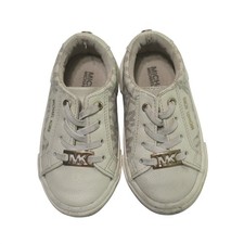 Michael Kors Toddler Girls Size 6 MK Logo Monogram Sneakers Cream Gold MK100431