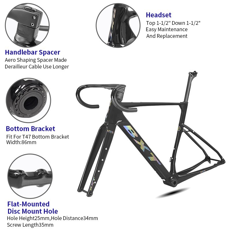 Telaio BXT Carbon Gravel 700*50c UDH disco bici da corsa ciclocross T47 bicicletta foto 2
