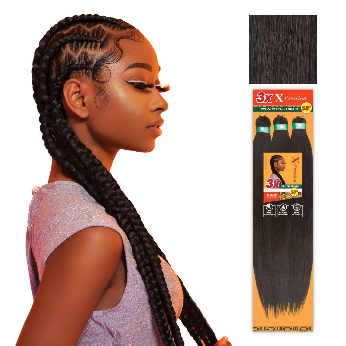 Sensationnel X-Pression Synthetic Braid - 3X PRE-STRETCHED 58 Inch