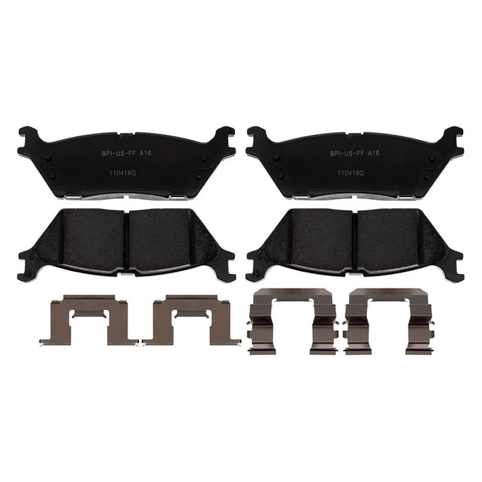 Rotores de freio traseiros + pastilhas de freio de cerâmica e ferragens para 2017 Ford F-150 - Imagem 2 de 4