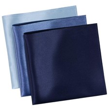 Silk Men Handkerchiefs Set of 3, 11x11 Inch Blue Pocket Square Hankies with G...
