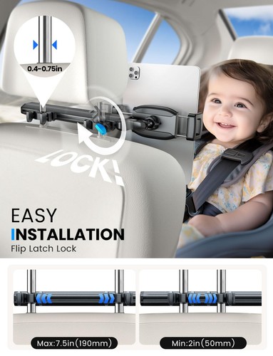 Headrest Mount for Car, Aluminum Tablet Car Holder for Backseat Kids Large Cl... - Picture 5 of 7