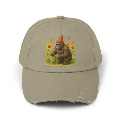 Unisex Distressed Hat Gardening Gnome Gorilla Nature's Caretaker