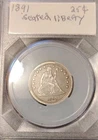 1891 Seated Liberty Quarter Last Year of Issue Fine Condition