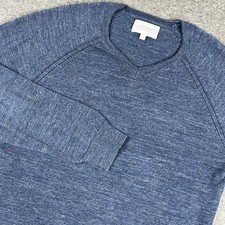Lucky Brand Sweater Mens Medium Blue Heather Crewneck Pullover Raglan Knit