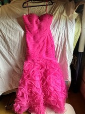 Mori Lee Bright Pink Ruffle Rosette Mermaid Style Corset Firmal