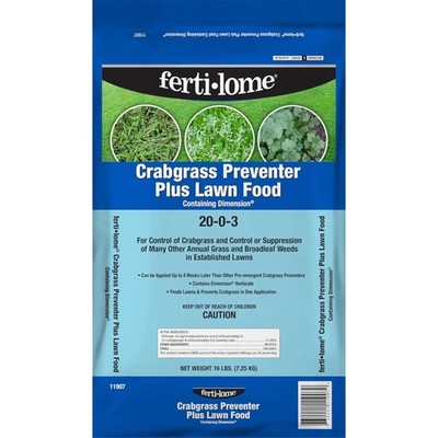 Fertilome Crabgrass Preventer 20-0-3 Plus Lawn Food with Dimension, 16lbs