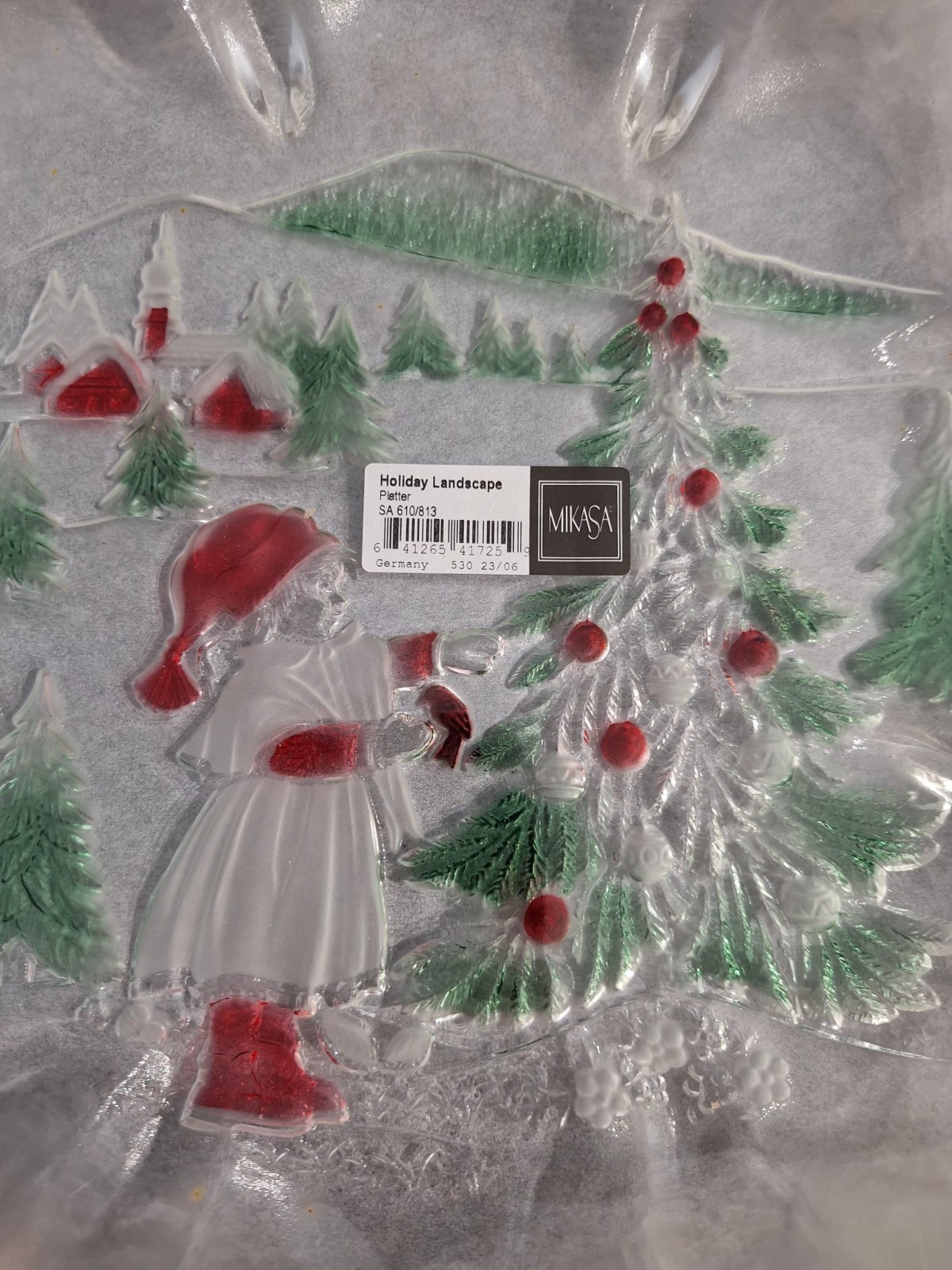 Mikasa Holiday Landscape Ruffled Edge Serving Platter Orig Box 13.5"W Germany 
