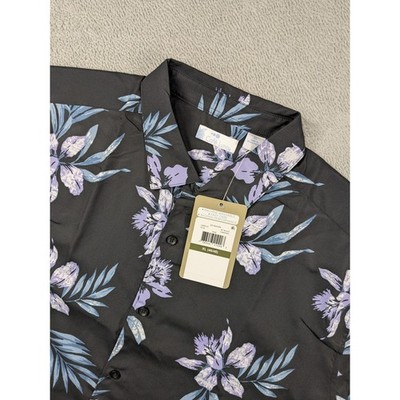 Cafe Luna Mens XL Black Floral Short Sleeve Button Up Shirt Aloha Hawaii Style