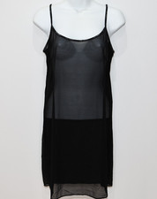B5 Auth DOLCE & GABANNA Black See Through Y2K Era D&G Logo Nightgown Dress Sz ~4