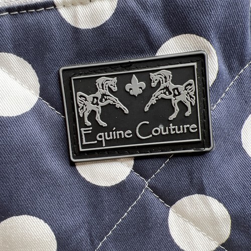 Equine Couture Emma Equestrian Helmet Tote Bag Blue with White Polka Dots Pink