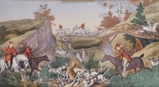 Antique Engraving Fox Hunting English (1/3) After Carle VERNET (1758-1836)