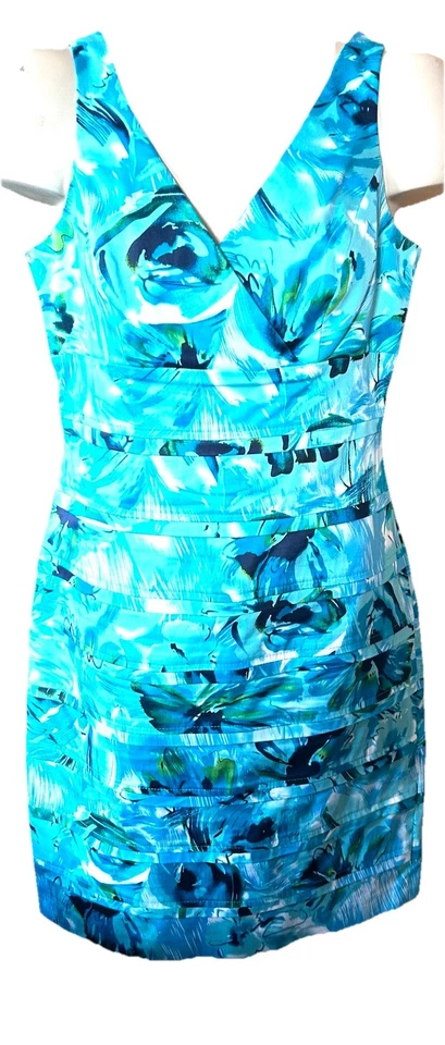 Vestido Vaina American Living Mujer 10 Niveles Floral Elastizado Sol Vestido Costero Nuevo Foto 4 de 4