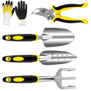 Garden Tools Set 5 Piece Floral Heavy Duty Gardening Tools with Pruning Shears /