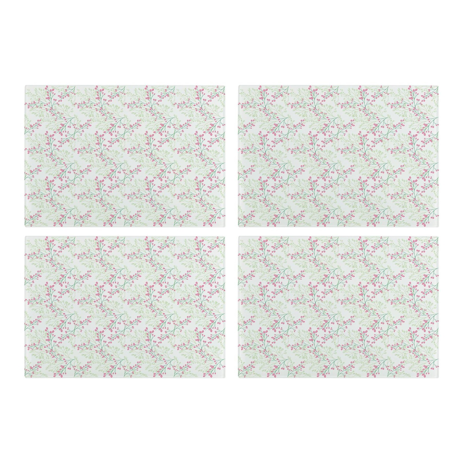 Pink Floral Placemat Set - Blossoms Table Mats Gift With Non-Slip Feet 4pk