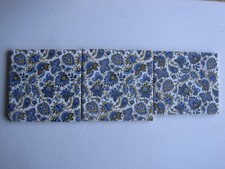 SET OF 3 H & R JOHNSON 6" SQ. AESTHETIC FLORAL CERAMIC WALL TILE BLUE & GOLD