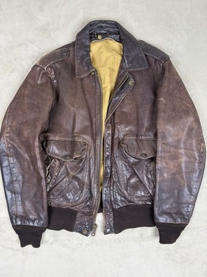 SCHOTT NYC A-2 FLIGHT JACKET MENS 40 L/M BROWN LEATHER VINTAGE AVIATOR JACKET USA