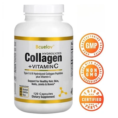 BCUELOV Kollagen Kapseln 6000 Mg Enthält Kollagen Typ I Typ III Gesundheit Haut Gelenken