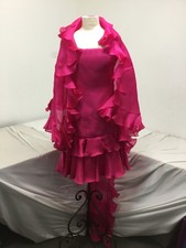 Oscar De La Renta, Hot Pink, Satin Mini Dress, Sleeveless, Zip Close, (SR424)