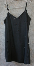 Embellished mini summer dress.Medium.Sleeveless.Lined top.Straps.Dark gray.NWOT
