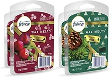 LOT OF 4 Febreze  Wax Holiday Melts 6 each, 2 Pine, 2 Cranberry, 24 melts total
