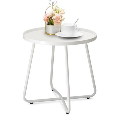 danpinera Outdoor Side Tables, Weather Resistant Steel Patio Side Table, Small R
