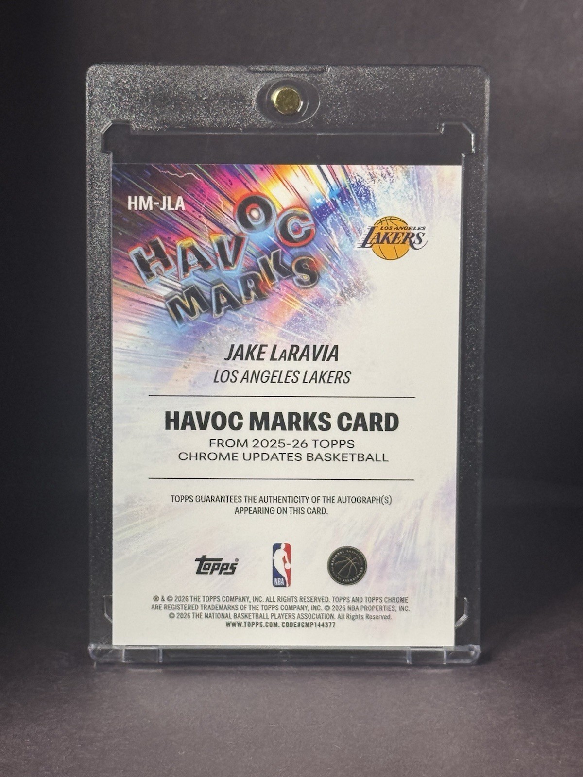 2026 Topps Chrome Jake LaRavia Auto Rookie Havoc Marks view 2