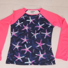 Lands End Rash Guard Girls 6 Chlorine Resistant Mock Neck UPF 50 Beach Swim Surf