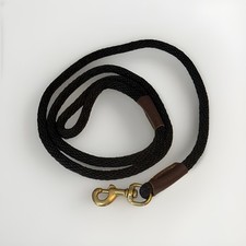 Mendota Dog Leash , Black And Brown Leather, 5 Foot Made In USA