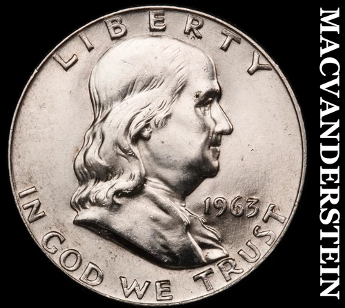 1963-D Silver Franklin Half Dollar - Choice Gem Brilliant Unc+++ Lustrous  #i151