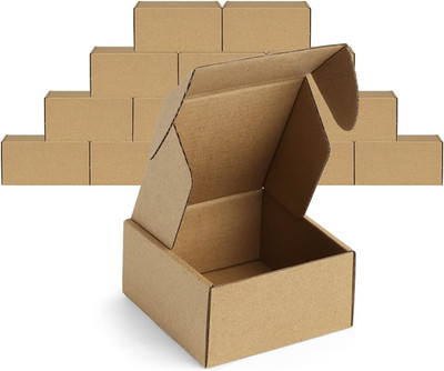 Famagic 12Pack 4x4x2 Small Shipping Boxes - Brown Corrugated Cardboard Mailer Bo
