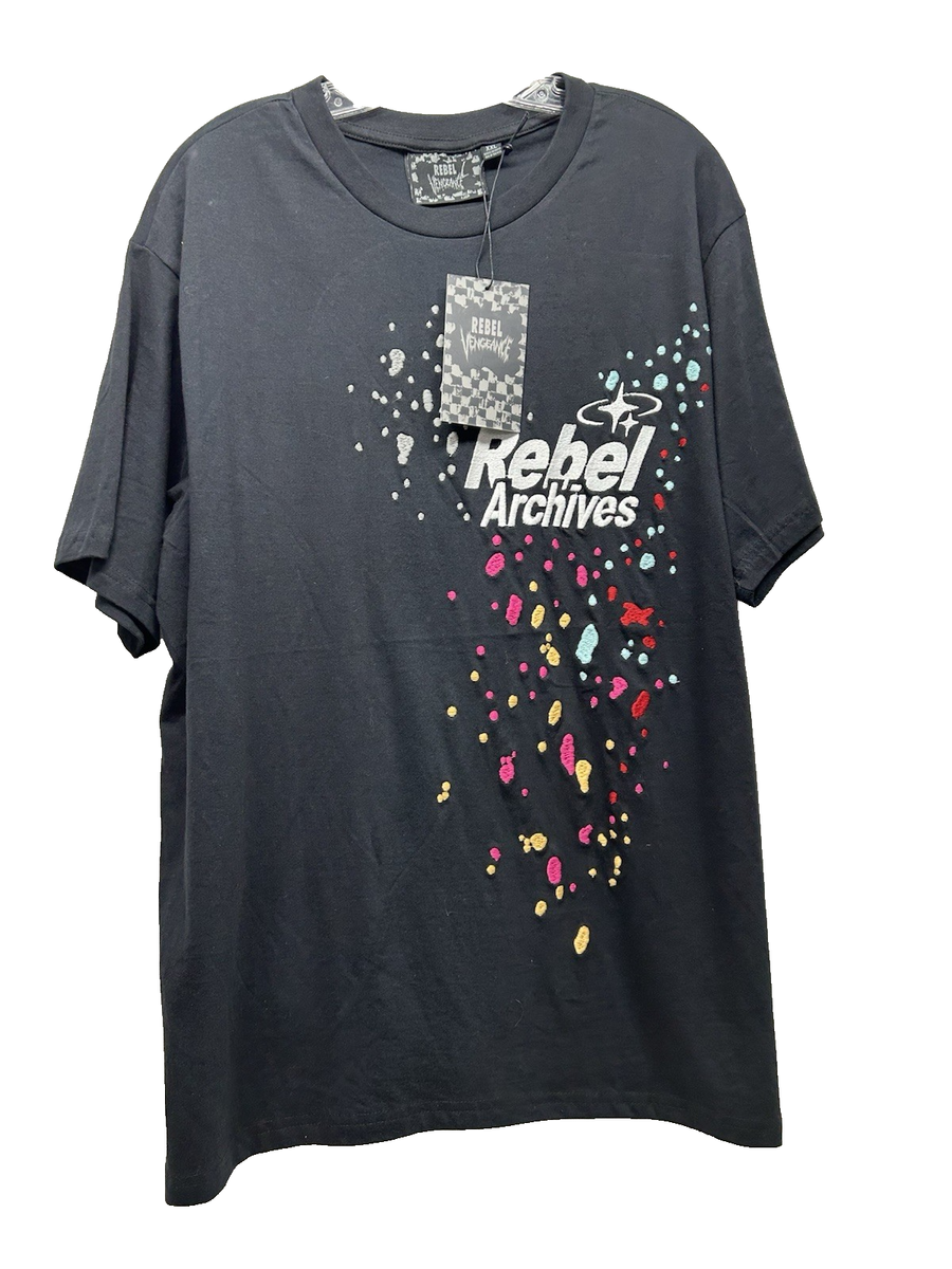 Rebel Vengeance Rebel Archives Men's 2XL Black Cotton Short Sleeve