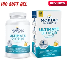 Nordic Naturals Ultimate Omega 1280mg Lemon 180 Softgels Fish Oil Exp 07/27