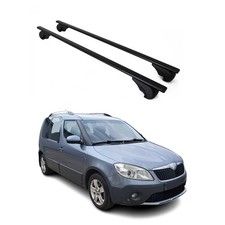 Dachträger Grundtäger für Skoda Roomster 2006-2015 75kg Metall Schwarz 2 tlg