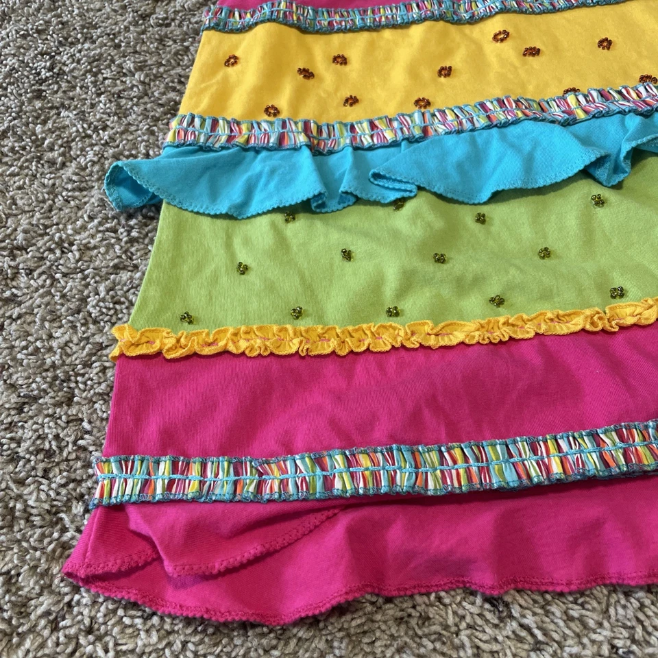 Vestido Floral Michael Simon Niña Diseñador Multicolor Bordado Talla 4 Cuentas Foto 3 de 4