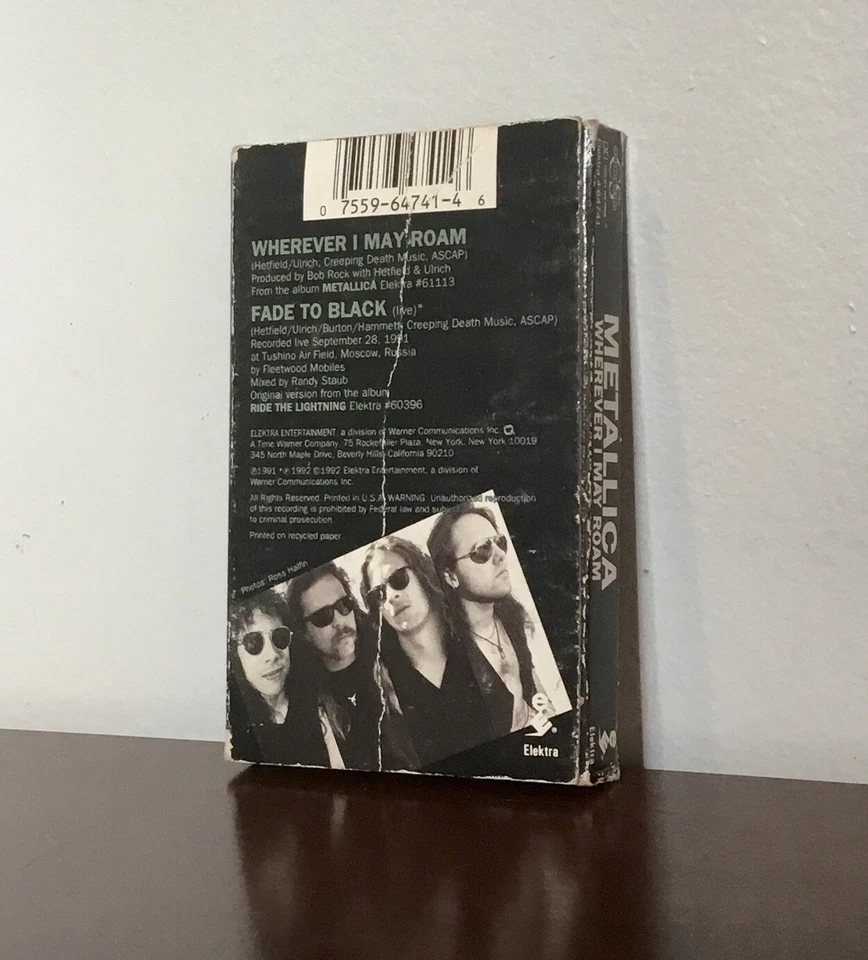 Vintage Metallica Wherever I May Roam Cassette Tape Single Original Elektra 1992 Foto 2 de 4