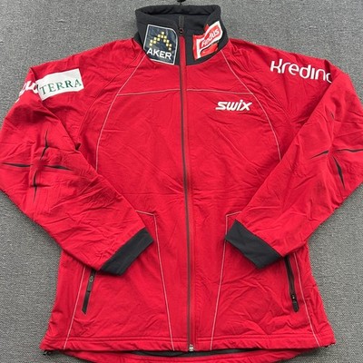Swix Norway Team Jacket Womens Large Full Zip Cross Country Ski XC Red Norge